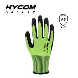 HYCOM Gant résistant aux coupures 13G ANSI 5 avec filament de revêtement en mousse de nitrile A5 avec gants EPI bon toucher