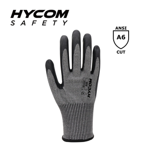 HYCOM Gant résistant aux coupures 13G ANSI 6 enduit de mousse de nitrile, gants EPI bon toucher pour l'industrie