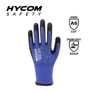 HYCOM Gant résistant aux coupures ANSI 6 18G avec revêtement en mousse de nitrile Gant HPPE résistant à l'eau 