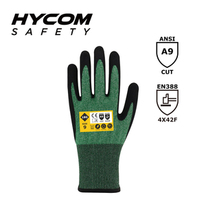HYCOM Gant résistant aux coupures 18G ANSI 9 avec renfort de revêtement en nitrile HT Sandy au niveau du pouce Gants EPI