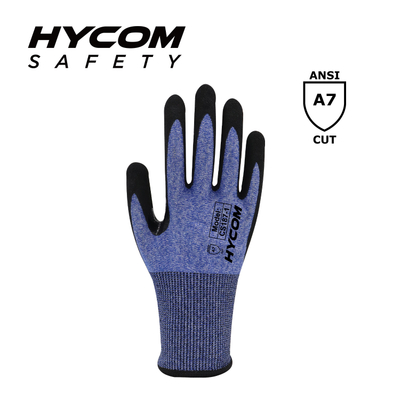 HYCOM Gant résistant aux coupures 18G ANSI 7 enduit de mousse de nitrile pour le renforcement du pouce, gants EPI pour le travail
