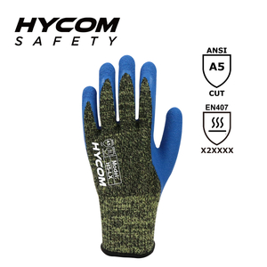 HYCOM 10G contact aramide haute température 250°C/480F résistant aux coupures avec gant en latex froissé