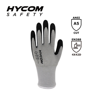 HYCOM Gant résistant aux coupures 13G ANSI 5 avec paume enduite de nitrile sableux Gant HPPE pour les travaux de sécurité