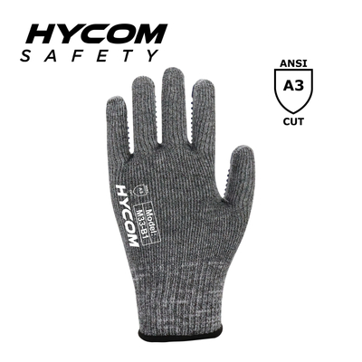 HYCOM Gant résistant aux coupures 10G ANSI 3 avec paume Gants de travail à revêtement en pointillés PVC