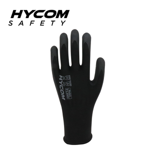 HYCOM Gant en polyester 13G avec paume enduite de nitrile sablonneux et gants de travail en nitrile à pois