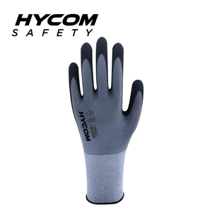 HYCOM Gant en nylon et spandex de calibre fin 15G avec revêtement en nitrile sableux pour la paume, gant de travail tactile pour écran