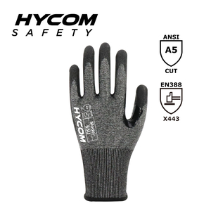 HYCOM Gant résistant aux coupures ANSI 5 18G avec gants EPI avec revêtement en mousse de nitrile sur la paume