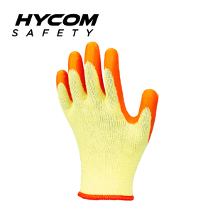 HYCOM Gant de travail en coton/polyester 10G avec revêtement en latex froissé sur la paume Gant à usage général Super Grip