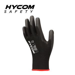 HYCOM Gant de sécurité en polyester 13G enduit de PU avec revêtement en polyuréthane sur la paume Gant résistant aux coupures