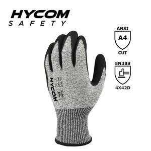 HYCOM Gant résistant aux coupures 13G ANSI 3 avec mousse de nitrile HPPE Gants de travail