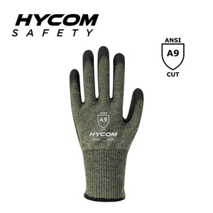 HYCOM Gants résistants aux coupures 13G ANSI 9 enduits de gants EPI en aramide PU de paume