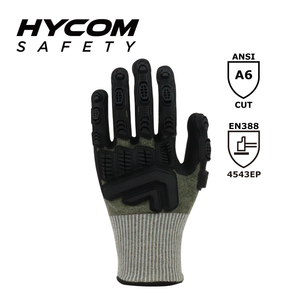 HYCOM Gant résistant aux coupures de niveau 5 ANSI 6, enduit de gants de travail Sandy Nitrile et TPR