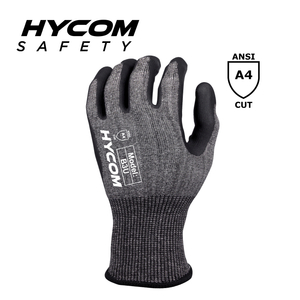 HYCOM Gant résistant aux coupures 18G ANSI 4 avec mousse de nitrile HPPE Gants de sécurité