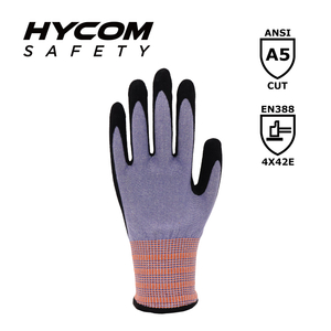 HYCOM Gant léger résistant aux coupures 13G ANSI 5 enduit de gants de travail à refroidissement instantané en PU