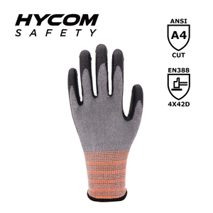 HYCOM Gant respirant 13G ANSI 4 résistant aux coupures enduit de gants de travail en PU Cool Feeling