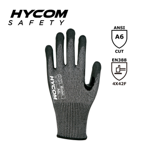 HYCOM Gant résistant aux coupures 13G ANSI 6 avec gants EPI à revêtement en nitrile sur la paume