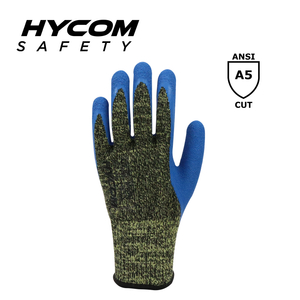 HYCOM Gant résistant à la chaleur 10G ANSI Cut 5 enduit de latex Gant de travail en aramide à coupe haute