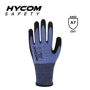 HYCOM Gant résistant aux coupures ANSI 7 18G avec gants EPI avec revêtement en mousse de nitrile sur la paume