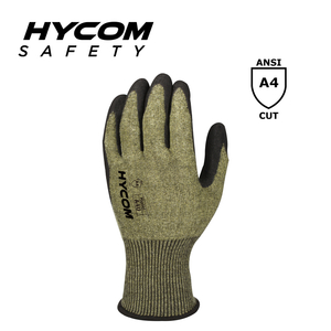 HYCOM Gant résistant aux coupures en aramide 15G ANSI 4 recouvert de mousse de nitrile Gants de travail de sécurité